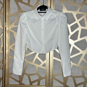 Crop Long Sleeve Button Shirt